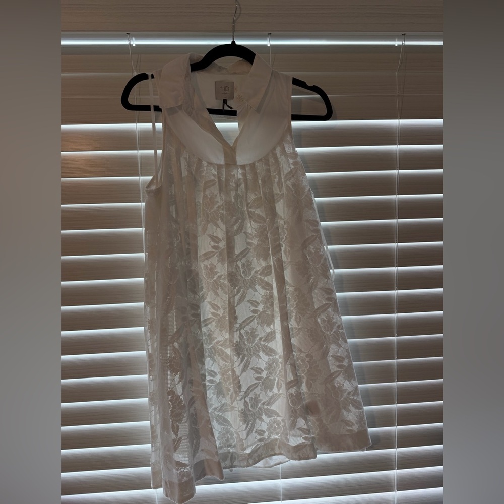 NWOT Anthropologie HD in Paris White Lace Poplin Swing Dress size XS - Picture 4 of 7
